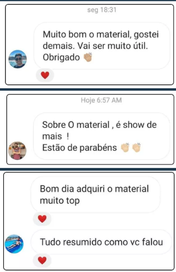 Depoimento de clientes via WhatsApp